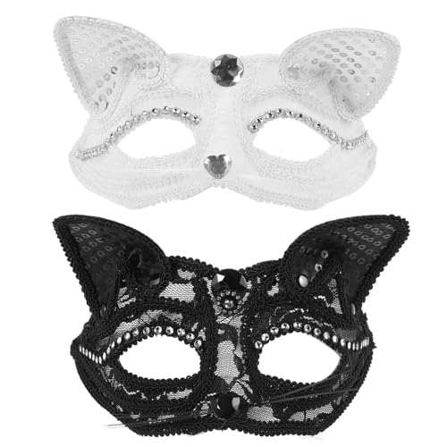 SHERCHPRY 2 Stück Fuchsmaske Spitze Katzenmaske Maskerademaske Venezianische Augenmaske Tier Cosplay Maske Für Karneval Ball Geburtstag Halloween Kostüm Requisite von SHERCHPRY