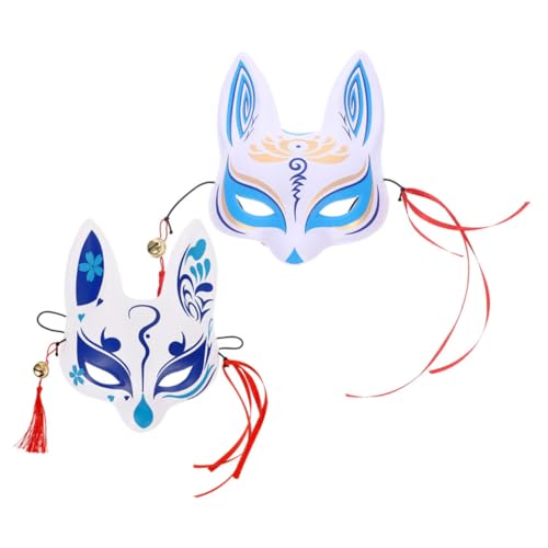 SHERCHPRY 2 Stück Japanische Fuchs Dämonen Maske Halloween Masken Kimono Maskerade Maske Venezianische Party Maske Kimono Theater Maske Theater Katzenmaske Niedliche Cosplay von SHERCHPRY