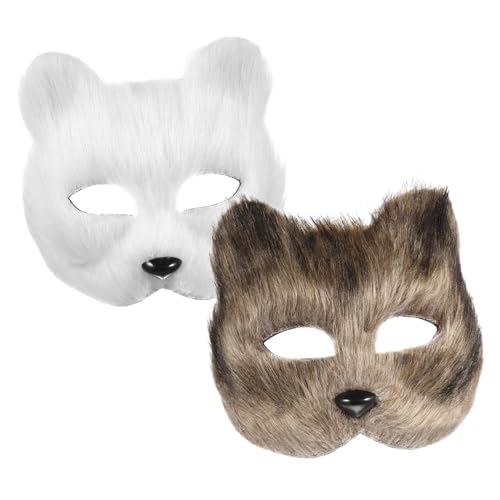 SHERCHPRY 2St Fuchs Maske Plüschtier Katzenmaske pelzig Fuchsmaske pelzige Maske Abschlussball Maske Halloween-Maske halloween mitgebsel vulp Maskerade Masken Masse Rohlinge basteln Flanell von SHERCHPRY