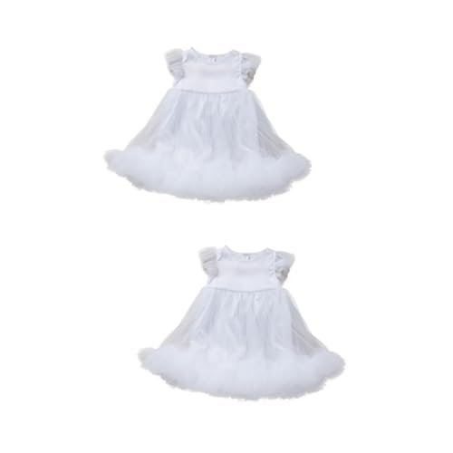 SHERCHPRY 2St Kleid ohne Ärmel Outfits für Kinder Formelle Kleidung für Kinder Mädchenkleider Party-Cosplay-Kostüm Tüllkleid für Mädchen Nähen Prinzessinenkleid Baby Polyester Weiß von SHERCHPRY