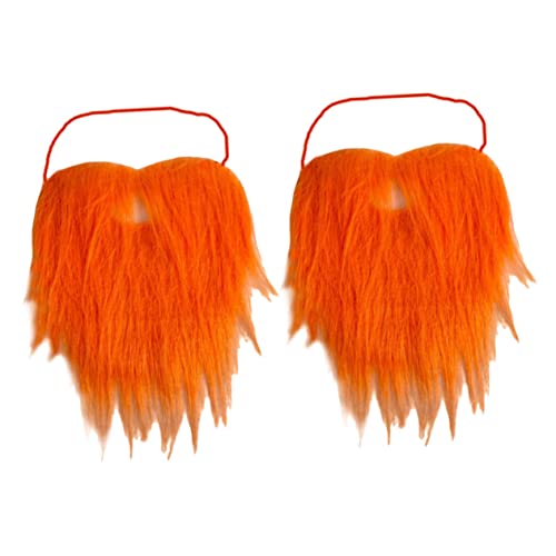 SHERCHPRY 2st Abschlussballparty Bart Cosplay-bart Bartpflegeset Bartwachstumsset Bartbürste Bart Trimmer Falscher Schnurrbart Gefälscht Realistischer Falscher Bart Bartöl Flanell Orange von SHERCHPRY