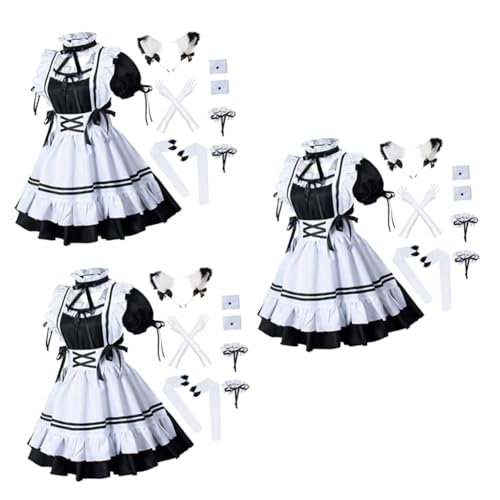 SHERCHPRY 3 Sätze - Anzüge für Frauen Kleid für jugendliche Mädchen Dienstmädchenkleider Damen Kleid Kleid Mädchenkostüm Magd Kostüm Polyesterfaser (Polyester von SHERCHPRY