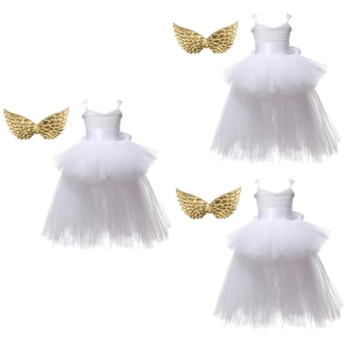 SHERCHPRY 3 Sätze Tutu-Rock aus Mesh für Mädchen halloween costume halloween-kostüme für kinder Hexen-Halloween-Kostüm Halloweenkostüm Tüllkleider Mädchenkleider Feennetz-Tutu Weiß von SHERCHPRY