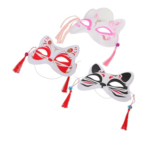 SHERCHPRY 3 Stück Handbemalte Japanische Fuchs Masken Halbe Gesichtsmaske Leichtes Cosplay Tierkostüm für Halloween Maskenball Karneval und Party SHERCHPRY 3 Stück Handbemalte Japanische Fuchs Masken Halbe Gesichtsmaske Leichtes Cosplay Tierkostüm für Halloween Maskenball Karneval und Party von SHERCHPRY