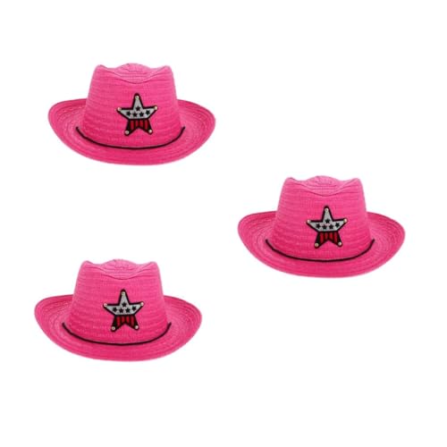 SHERCHPRY 3St Cowboyhut für -Cowboyhut Stroh Hut Cowboyhut Mütze für Kleinkinder Cowgirl-Hut für -Cowboy-Outfit Cowboykostüm für Rosy von SHERCHPRY