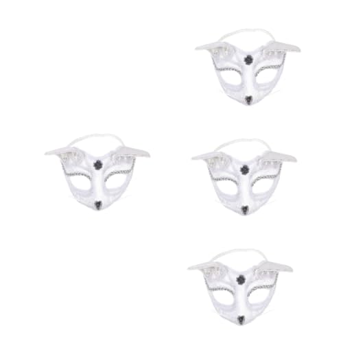 SHERCHPRY 4 Stück Halbgesichtige Prinzessinnenmaske Karnevalsmasken Katzen-maskerade-maske Halbe Gesichtsmaske Für Frauen Maskerade Für Frauen Halloween-maske Party-maske Weiß Plastik von SHERCHPRY
