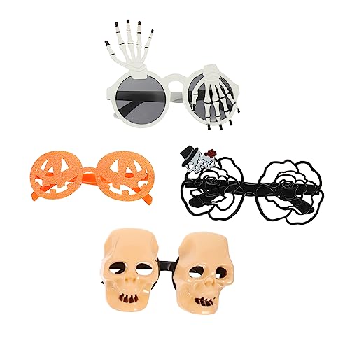 SHERCHPRY 4 Stück Halloween-brille Goggle-sonnenbrille Brille Für Foto-requisiten Rave-brille Orangefarbene Brille Rave-accessoires Rosenblütengläser Partygeschenke Sonnenbrillen Plastik von SHERCHPRY