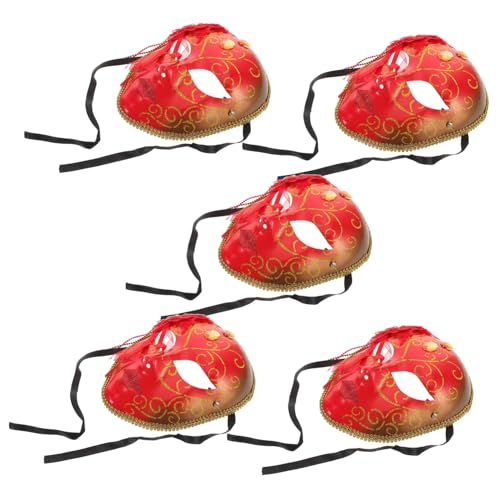 SHERCHPRY 5 Stück Teiliges Rotes Masquerade Masken Leichtes Langlebiges Kostümzubehör Komfortabel für Erwachsene Dekorative Gesichtsmaske für Karneval Fasching Halloween und Cosplay SHERCHPRY 5 Stück Teiliges Rotes Masquerade Masken Leichtes Langlebiges Kostümzubehör Komfortabel für Erwachsene Dekorative Gesichtsmaske für Karneval Fasching Halloween und Cosplay von SHERCHPRY