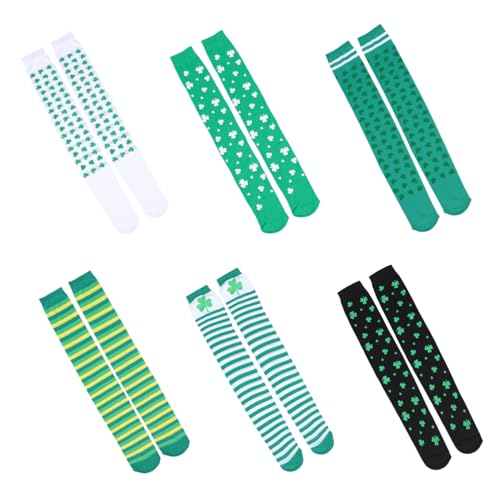 SHERCHPRY 6 Paar Klee Strümpfe Winterstrümpfe Für Damen Grünes Outfit Frauen Strümpfe Kleeblatt Socken Geschmeidige Strümpfe Kleeblatt-laufsocken Strümpfe Verdicken Polyester Green von SHERCHPRY