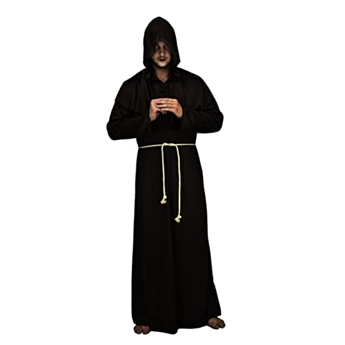 SHERCHPRY Cosplay-anzug Mönchsgewand Mönche Uniform Cosplay Mittelalterliche Mönche Halloween-kostüme Für Männer Halloween-priesterrobe Priester Kostüm Zaubereruniform Priestergewand Black von SHERCHPRY