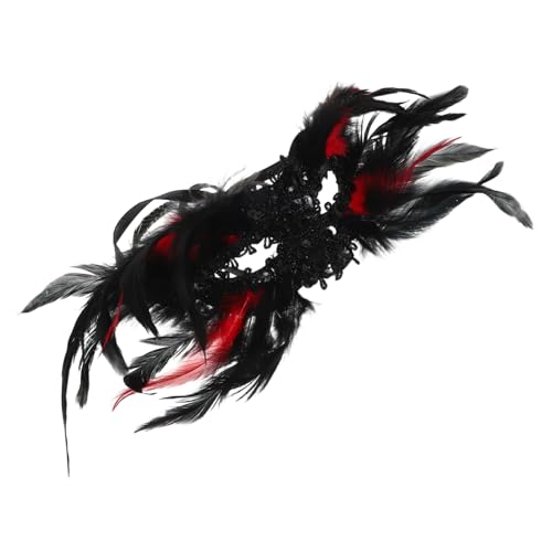 SHERCHPRY Damen Masquerade Maske Halbgesicht Schwarz mit Federn und Pailletten Gothic Stil Kostümaccessoire für Halloween Karneval und Maskenball SHERCHPRY Damen Masquerade Maske Halbgesicht Schwarz mit Federn und Pailletten Gothic Stil Kostümaccessoire für Halloween Karneval und Maskenball von SHERCHPRY