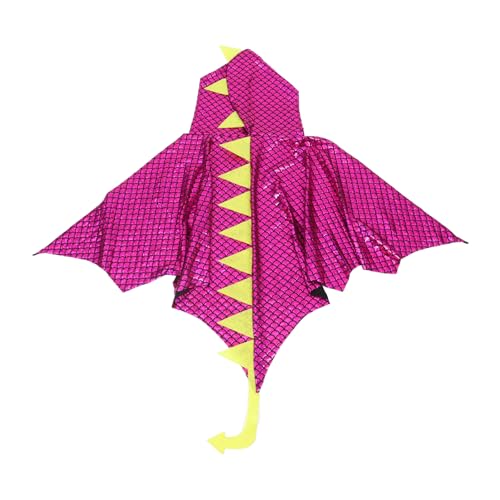 SHERCHPRY Dinosaurier-umhang Drachenflügel Kostüm Kronendekor Auto Gesichtstuch Skelett Kunststück Greifer Outfits Verpackungsaufkleber Perlen Halloween Verkleiden Sackleinen Kap Stoff Rosy von SHERCHPRY