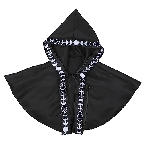 SHERCHPRY Halloween Kurze Kapuze Halloween umhang Halloween Costume Cosplay kostüme Black Cloak Kapuzenhaube Mantel Poncho mittelalterliche Haubenhaube mittelalterliche Umhanghaube Stoff von SHERCHPRY