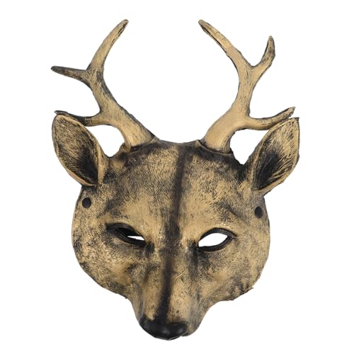 SHERCHPRY Hirschmaske Elch Maske Tanzmaske Kleidung Maske Kopfmaske Halloween-maske Krokodil -hautclip Pu-kleidung Pu-maske 3d-maske Tierische Maske Kälbertopfabdeckung Golden Pu-schaum von SHERCHPRY