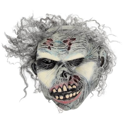 SHERCHPRY Lockige Tiermaske für Halloween-Party gruselige Halloween-Maske Maskerade Wolf Maske für Frauen unheimlich halloween masken halloweenmaske Festivalmaske lustige Maske Emulsion Grey von SHERCHPRY