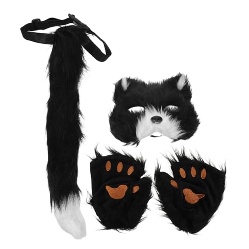 SHERCHPRY Realistisches Katzenkostüm Set Flauschige Maske Plüsch Pfotenhandschuhe Kunstfell Weiches Hautfreundliches Material Vielseitig für Halloween Cosplay Maskerade Partys SHERCHPRY Realistisches Katzenkostüm Set Flauschige Maske Plüsch Pfotenhandschuhe Kunstfell Weiches Hautfreundliches Material Vielseitig für Halloween Cosplay Maskerade Partys von SHERCHPRY