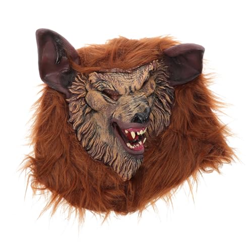 SHERCHPRY Werwolf-maske Halloween Wolfskopfmaske Tiergesichtsmaske Plüschtiermaske Pelzige Maske Wolf Kostüm Für Erwachsene Werwolf-kostüm Gruselige Halloween-maske Tiermaske Vinyl Coffee von SHERCHPRY