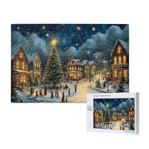 Adjektiv Weihnachten Puzzle für Erwachsene mit 1000 Teilen, anspruchsvolles Puzzle für Spieleabende, für Männer, Frauen, Senioren, fertige Größe ist 29,52 x 19,68 Zoll von SHFYTRHG