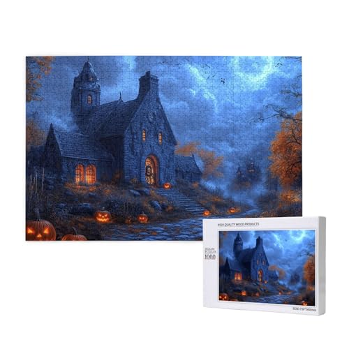 Alptraumhaftes Schloss Puzzle für Erwachsene mit 1000 Teilen, anspruchsvolles Puzzle für Spieleabende, für Männer, Frauen, Senioren, fertige Größe ist 29,52 x 19,68 Zoll von SHFYTRHG