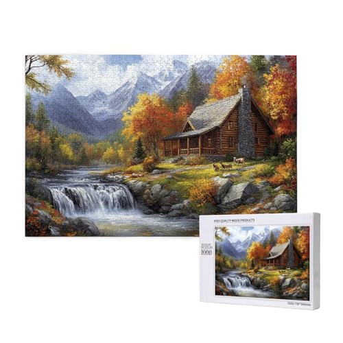 Bequeme Hütte Puzzle für Erwachsene mit 1000 Teilen, anspruchsvolles Puzzle für Spieleabende, für Männer, Frauen, Senioren, fertige Größe ist 29,52 x 19,68 Zoll von SHFYTRHG