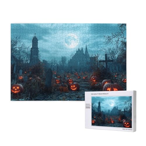 Beunruhigendes Schloss Puzzle für Erwachsene mit 1000 Teilen, anspruchsvolles Puzzle für Spieleabende, für Männer, Frauen, Senioren, fertige Größe ist 29,52 x 19,68 Zoll von SHFYTRHG