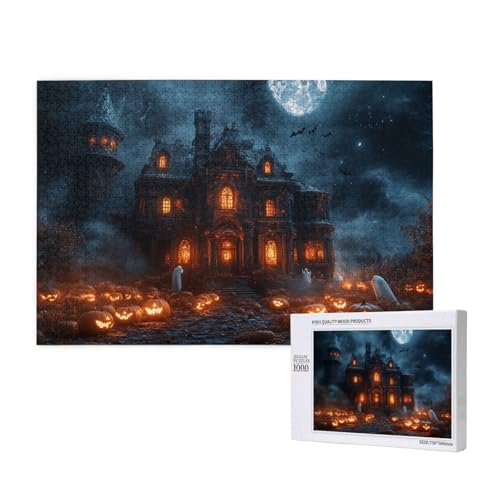 Böses Schloss Puzzle für Erwachsene mit 1000 Teilen, anspruchsvolles Puzzle für Spieleabende, für Männer, Frauen, Senioren, fertige Größe ist 29,52 x 19,68 Zoll von SHFYTRHG