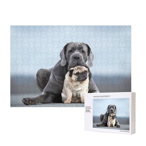 Cane Corso Hunde Mops Freundschaft Konzepte 300-teiliges Kinderpuzzle, Puzzlespiele als Geschenk für Jungen/Mädchen, für Kinder und Erwachsene ab 9 Jahren von SHFYTRHG