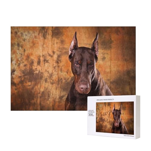 Cooler Dobermann-Pinscher-Hund 300-teiliges Kinderpuzzle, Puzzlespiele als Geschenk für Jungen/Mädchen, für Kinder und Erwachsene ab 9 Jahren von SHFYTRHG