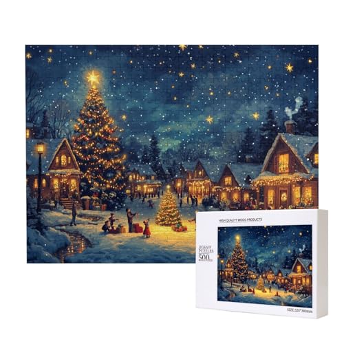 Dankbare Weihnachten 500-teiliges Puzzle für Erwachsene und Kinder ab 10 Jahren, Lernspiel, Herausforderung, Spielzeug, Holzpuzzle von SHFYTRHG