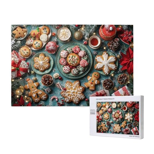 Duftender Lebkuchenmann zu Weihnachten Puzzle für Erwachsene mit 1000 Teilen, anspruchsvolles Puzzle für Spieleabende, für Männer, Frauen, Senioren, fertige Größe ist 29,52 x 19,68 Zoll von SHFYTRHG