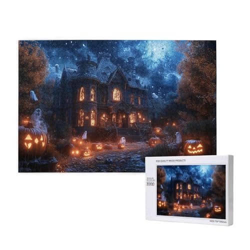 Dunkles Schloss Puzzle für Erwachsene mit 1000 Teilen, anspruchsvolles Puzzle für Spieleabende, für Männer, Frauen, Senioren, fertige Größe ist 29,52 x 19,68 Zoll von SHFYTRHG