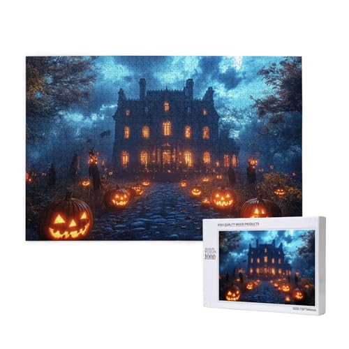 EIN haarsträubendes Schloss Puzzle für Erwachsene mit 1000 Teilen, anspruchsvolles Puzzle für Spieleabende, für Männer, Frauen, Senioren, fertige Größe ist 29,52 x 19,68 Zoll von SHFYTRHG