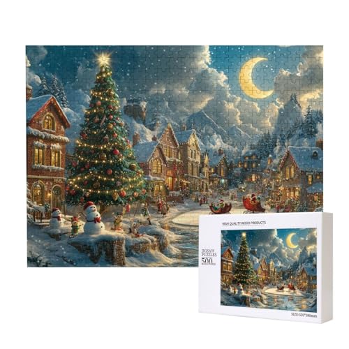 Elegante Weihnachten 500-teiliges Puzzle für Erwachsene und Kinder ab 10 Jahren, Lernspiel, Herausforderung, Spielzeug, Holzpuzzle von SHFYTRHG