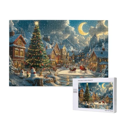 Elegante Weihnachten Puzzle für Erwachsene mit 1000 Teilen, anspruchsvolles Puzzle für Spieleabende, für Männer, Frauen, Senioren, fertige Größe ist 29,52 x 19,68 Zoll von SHFYTRHG