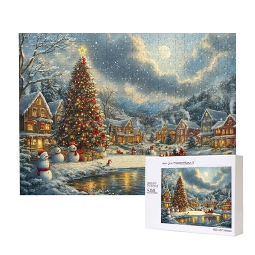 Entzückende Weihnachten 500-teiliges Puzzle für Erwachsene und Kinder ab 10 Jahren, Lernspiel, Herausforderung, Spielzeug, Holzpuzzle von SHFYTRHG