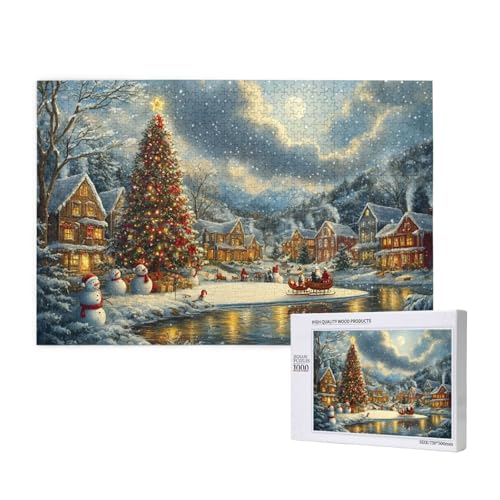 Entzückende Weihnachten Puzzle für Erwachsene mit 1000 Teilen, anspruchsvolles Puzzle für Spieleabende, für Männer, Frauen, Senioren, fertige Größe ist 29,52 x 19,68 Zoll von SHFYTRHG