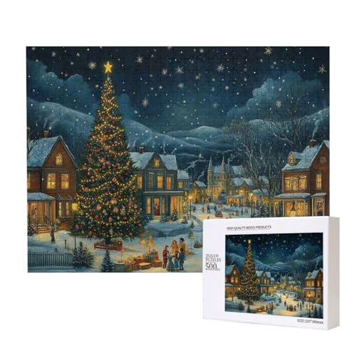 Erwartungsvolle Weihnachten 500-teiliges Puzzle für Erwachsene und Kinder ab 10 Jahren, Lernspiel, Herausforderung, Spielzeug, Holzpuzzle von SHFYTRHG