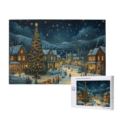 Erwartungsvolle Weihnachten Puzzle für Erwachsene mit 1000 Teilen, anspruchsvolles Puzzle für Spieleabende, für Männer, Frauen, Senioren, fertige Größe ist 29,52 x 19,68 Zoll von SHFYTRHG