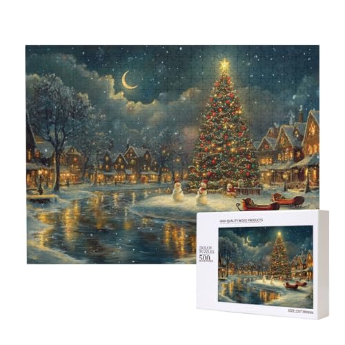 Exquisite Weihnachten 500-teiliges Puzzle für Erwachsene und Kinder ab 10 Jahren, Lernspiel, Herausforderung, Spielzeug, Holzpuzzle von SHFYTRHG