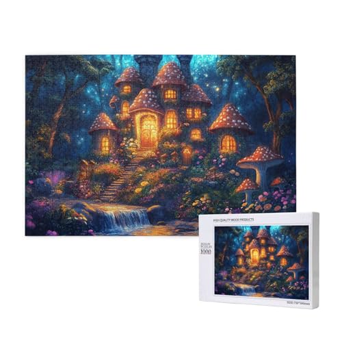 Fantasy-Pilzhaus Puzzle für Erwachsene mit 1000 Teilen, anspruchsvolles Puzzle für Spieleabende, für Männer, Frauen, Senioren, fertige Größe ist 29,52 x 19,68 Zoll von SHFYTRHG