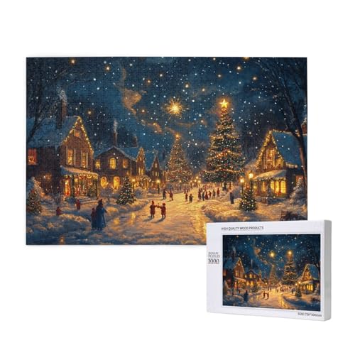 Festliche Weihnachten Puzzle für Erwachsene mit 1000 Teilen, anspruchsvolles Puzzle für Spieleabende, für Männer, Frauen, Senioren, fertige Größe ist 29,52 x 19,68 Zoll von SHFYTRHG