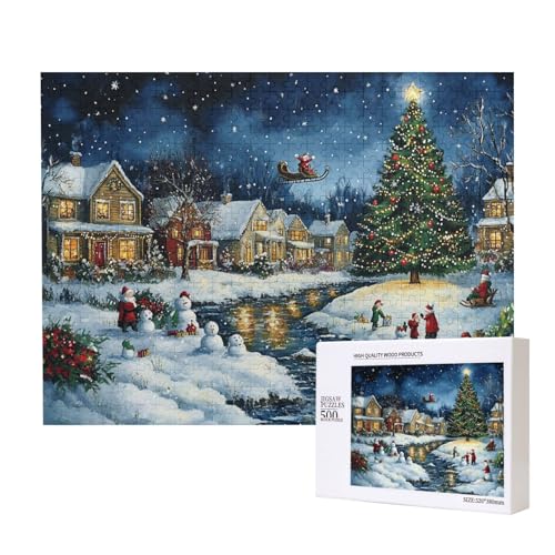 Freundliche Weihnachten 500-teiliges Puzzle für Erwachsene und Kinder ab 10 Jahren, Lernspiel, Herausforderung, Spielzeug, Holzpuzzle von SHFYTRHG