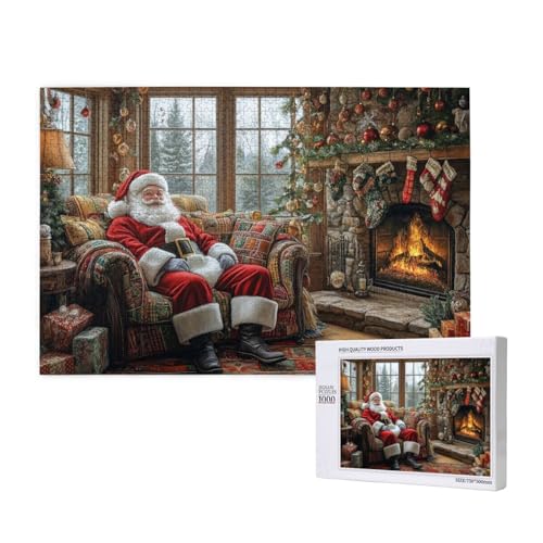 Freundlicher Weihnachtsmann Puzzle für Erwachsene mit 1000 Teilen, anspruchsvolles Puzzle für Spieleabende, für Männer, Frauen, Senioren, fertige Größe ist 29,52 x 19,68 Zoll von SHFYTRHG