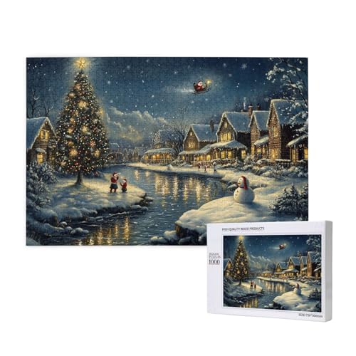 Friedliche Weihnachten Puzzle für Erwachsene mit 1000 Teilen, anspruchsvolles Puzzle für Spieleabende, für Männer, Frauen, Senioren, fertige Größe ist 29,52 x 19,68 Zoll von SHFYTRHG