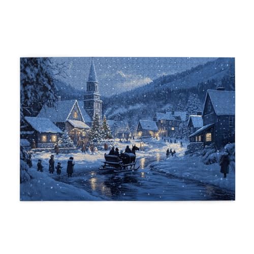 Friedlicher Heiligabend Puzzles für Erwachsene mit 1000 Teilen, Puzzlespiele, Puzzles für Kinder, Lernspiele, Heimdekorationspuzzles, Puzzles mit 1000 Teilen für Erwachsene von SHFYTRHG