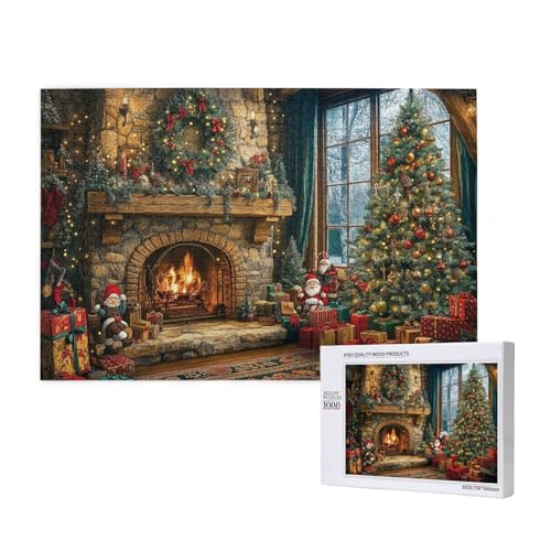 Fröhliche Weihnachten Puzzle für Erwachsene mit 1000 Teilen, anspruchsvolles Puzzle für Spieleabende, für Männer, Frauen, Senioren, fertige Größe ist 29,52 x 19,68 Zoll von SHFYTRHG