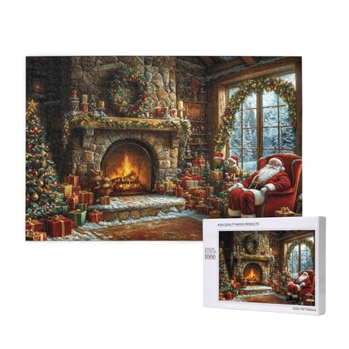 Fröhliche Weihnachten Puzzle für Erwachsene mit 1000 Teilen, anspruchsvolles Puzzle für Spieleabende, für Männer, Frauen, Senioren, fertige Größe ist 29,52 x 19,68 Zoll von SHFYTRHG