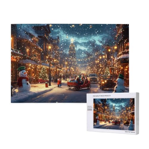 Fröhliche Weihnachten Puzzle für Erwachsene mit 1000 Teilen, anspruchsvolles Puzzle für Spieleabende, für Männer, Frauen, Senioren, fertige Größe ist 29,52 x 19,68 Zoll von SHFYTRHG