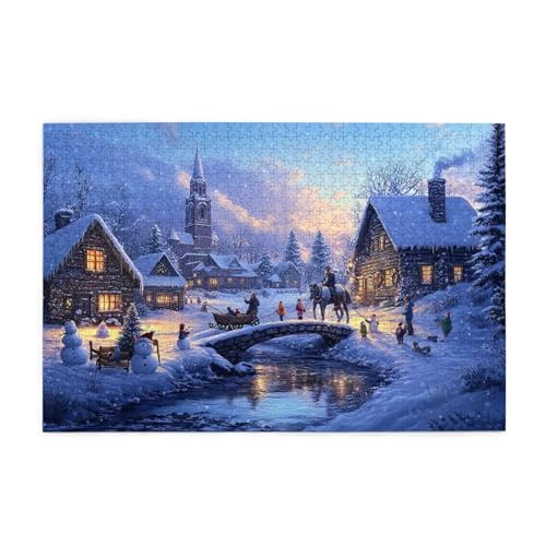 Fröhlicher Heiligabend Puzzles für Erwachsene mit 1000 Teilen, Puzzlespiele, Puzzles für Kinder, Lernspiele, Heimdekorationspuzzles, Puzzles mit 1000 Teilen für Erwachsene von SHFYTRHG