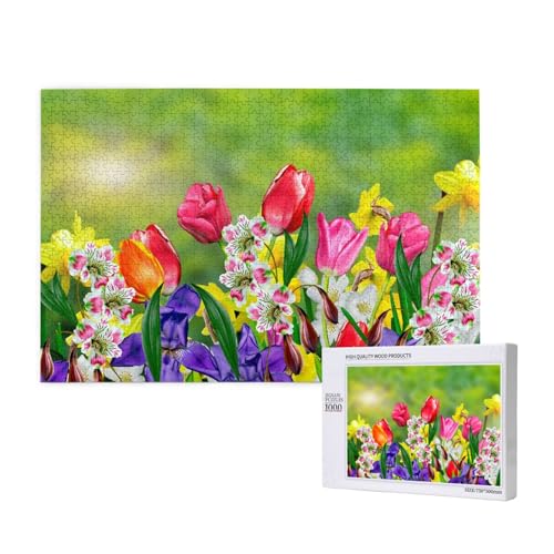 Frühlingssaison Rosa Blumen Blumen 1000-teiliges Puzzle für Erwachsene, lustiges Puzzle für die ganze Familie, 1000-teiliges anspruchsvolles Puzzlespiel, 20 x 30 Zoll von SHFYTRHG